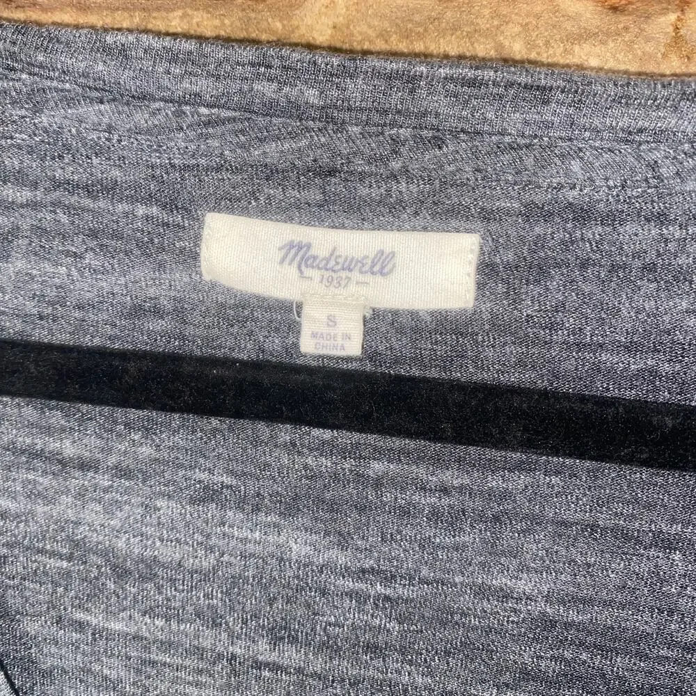 Madewell Two-Tone Gray Color Block Long Sleeve All Around Top Women's Size Small